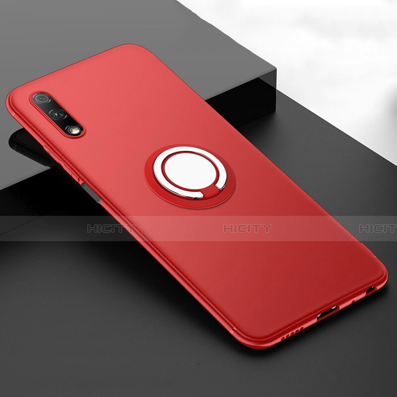 Funda Silicona Carcasa Ultrafina Goma con Magnetico Anillo de dedo Soporte A02 para Huawei Honor 9X Rojo