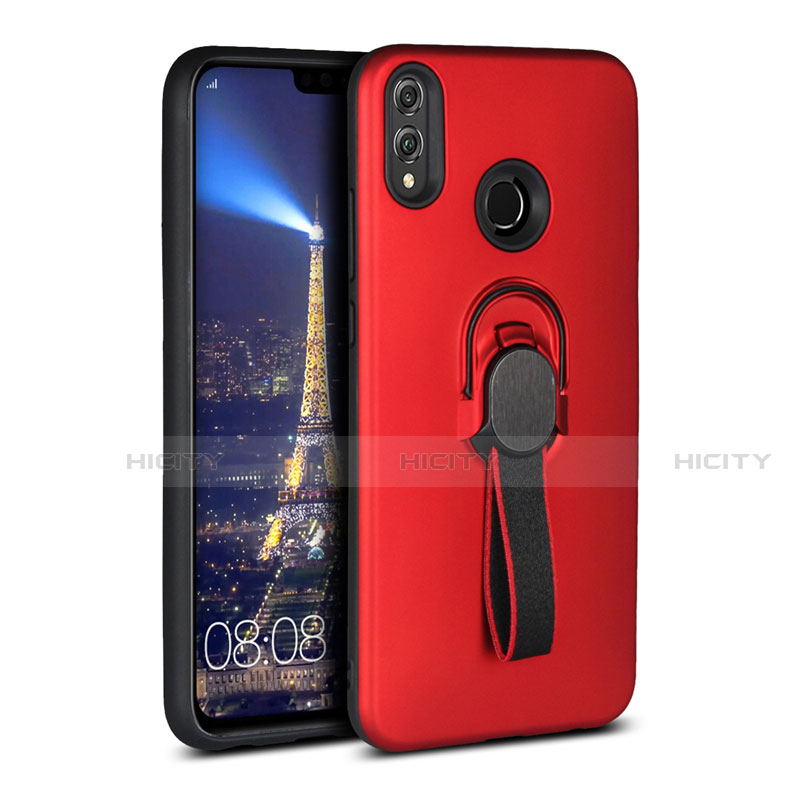 Funda Silicona Carcasa Ultrafina Goma con Magnetico Anillo de dedo Soporte A02 para Huawei Honor View 10 Lite Rojo