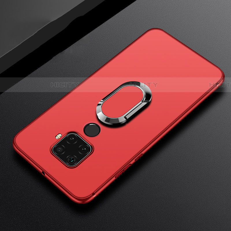 Funda Silicona Carcasa Ultrafina Goma con Magnetico Anillo de dedo Soporte A02 para Huawei Mate 30 Lite Rojo