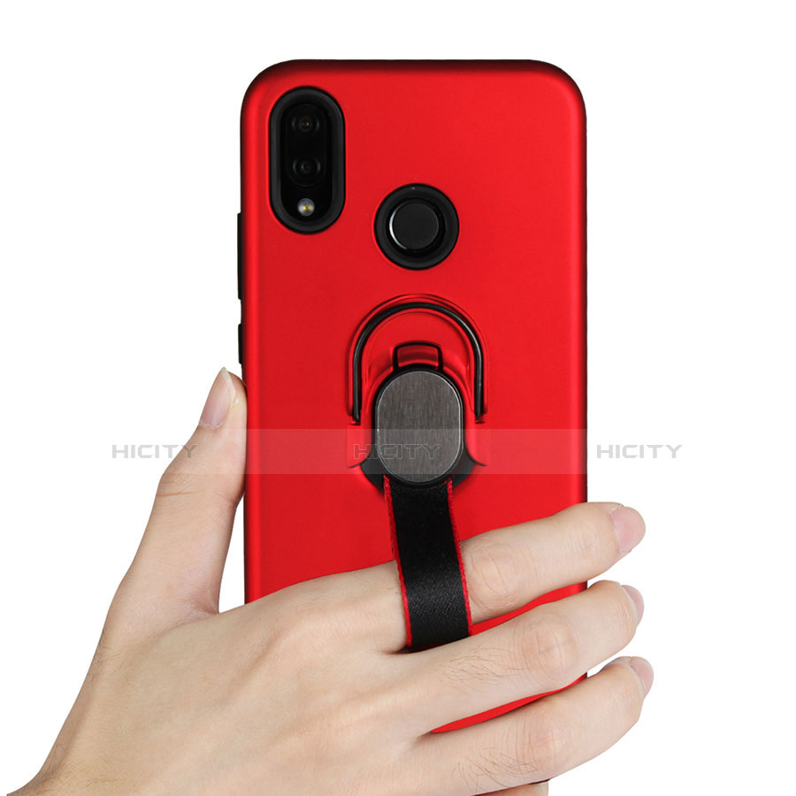 Funda Silicona Carcasa Ultrafina Goma con Magnetico Anillo de dedo Soporte A02 para Huawei Nova 3e