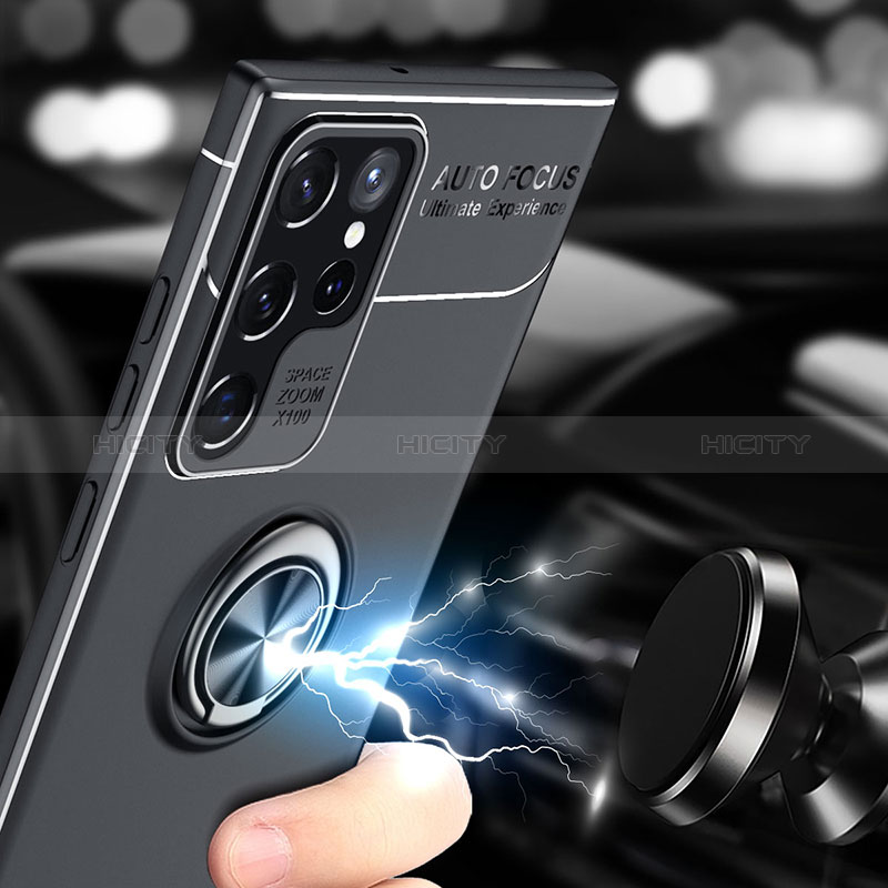 Funda Silicona Carcasa Ultrafina Goma con Magnetico Anillo de dedo Soporte A02 para Samsung Galaxy S24 Ultra 5G