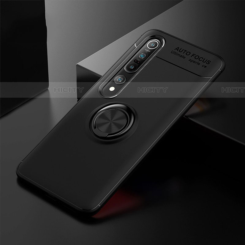 Funda Silicona Carcasa Ultrafina Goma con Magnetico Anillo de dedo Soporte A02 para Xiaomi Mi 10 Pro Negro