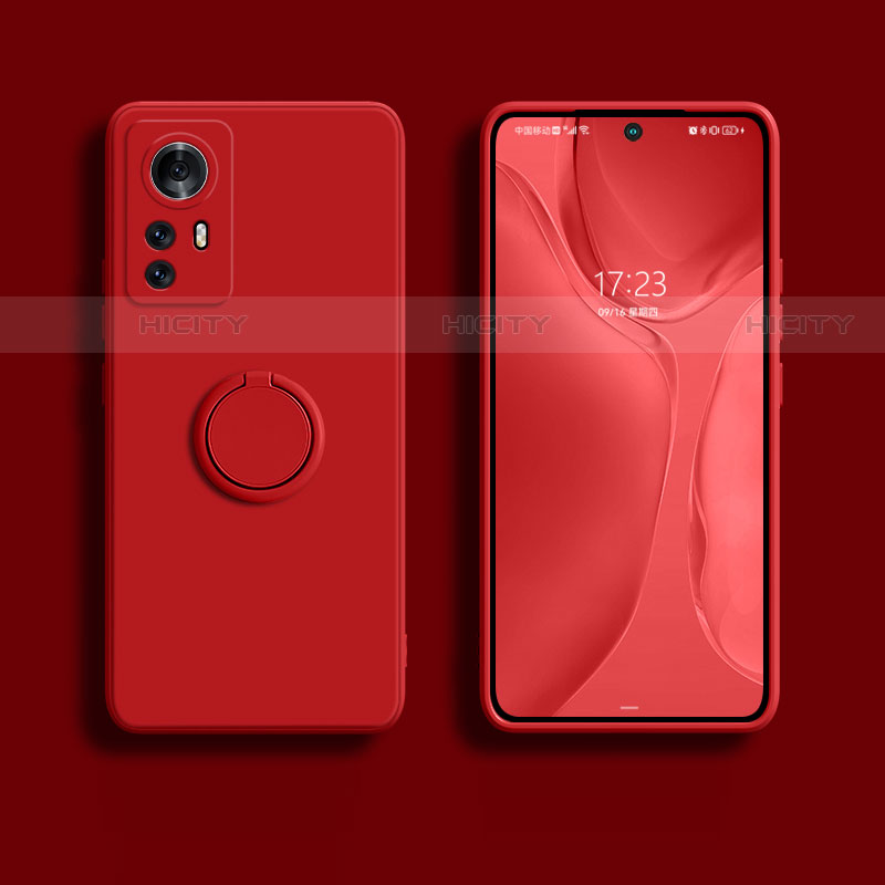 Funda Silicona Carcasa Ultrafina Goma con Magnetico Anillo de dedo Soporte A02 para Xiaomi Mi 12 5G Rojo