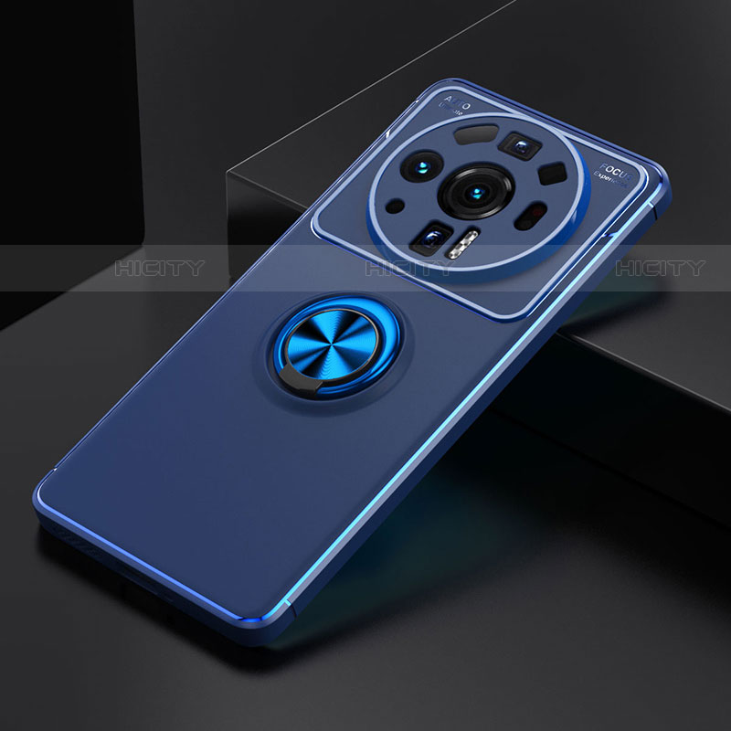 Funda Silicona Carcasa Ultrafina Goma con Magnetico Anillo de dedo Soporte A02 para Xiaomi Mi 12 Ultra 5G Azul