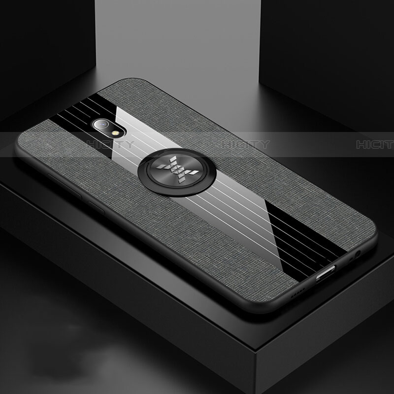 Funda Silicona Carcasa Ultrafina Goma con Magnetico Anillo de dedo Soporte A02 para Xiaomi Redmi 8A Gris