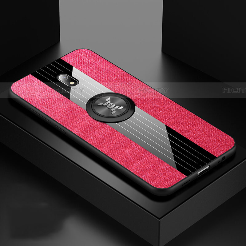 Funda Silicona Carcasa Ultrafina Goma con Magnetico Anillo de dedo Soporte A02 para Xiaomi Redmi 8A Rosa Roja