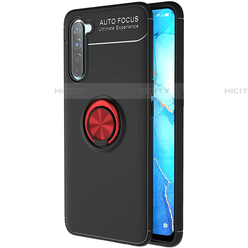 Funda Silicona Carcasa Ultrafina Goma con Magnetico Anillo de dedo Soporte A03 para Oppo Find X2 Lite Rojo y Negro