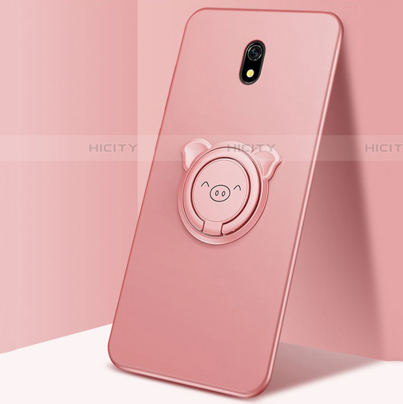 Funda Silicona Carcasa Ultrafina Goma con Magnetico Anillo de dedo Soporte A03 para Xiaomi Redmi 8A Oro Rosa