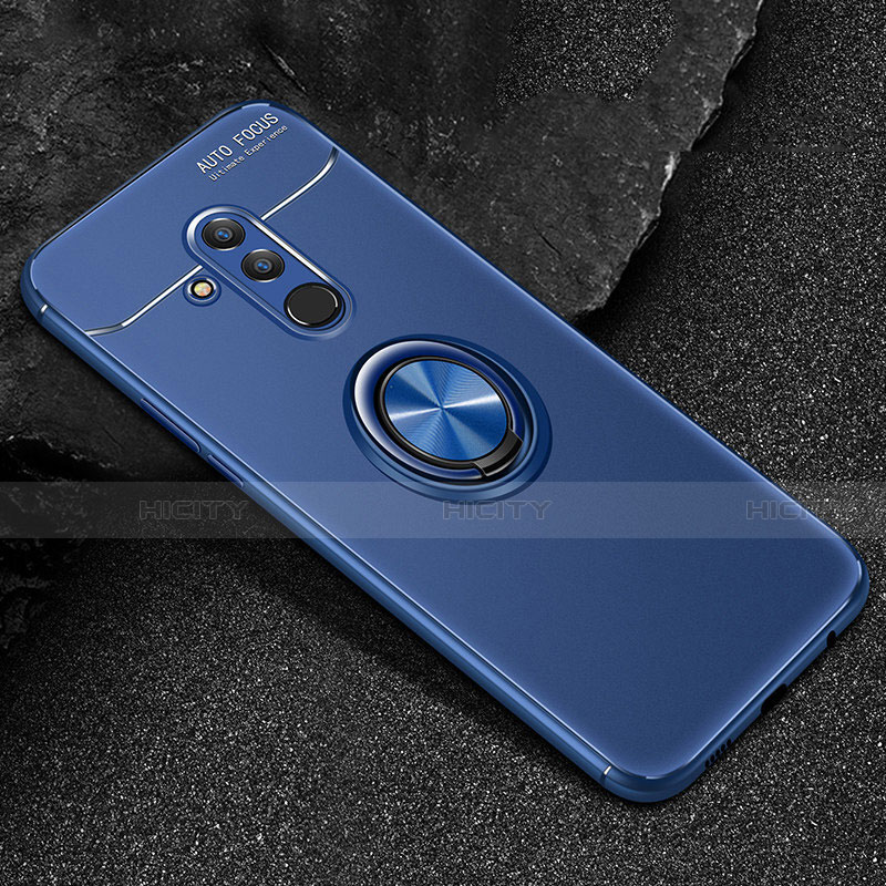 Funda Silicona Carcasa Ultrafina Goma con Magnetico Anillo de dedo Soporte A04 para Huawei Mate 20 Lite Azul