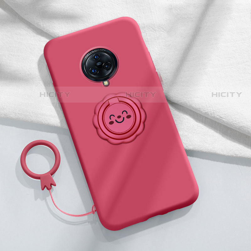 Funda Silicona Carcasa Ultrafina Goma con Magnetico Anillo de dedo Soporte A04 para Vivo Nex 3 Rojo Rosa