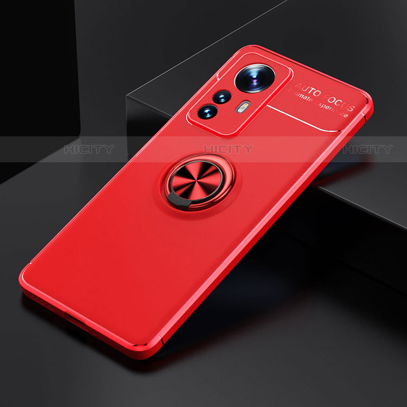 Funda Silicona Carcasa Ultrafina Goma con Magnetico Anillo de dedo Soporte A04 para Xiaomi Mi 12S Pro 5G Rojo