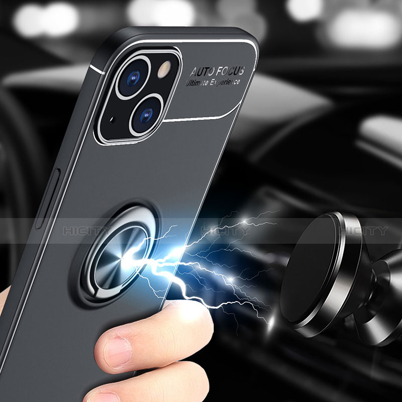 Funda Silicona Carcasa Ultrafina Goma con Magnetico Anillo de dedo Soporte A05 para Apple iPhone 13