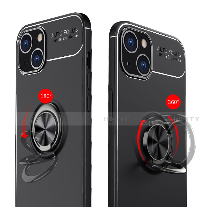 Funda Silicona Carcasa Ultrafina Goma con Magnetico Anillo de dedo Soporte A05 para Apple iPhone 13