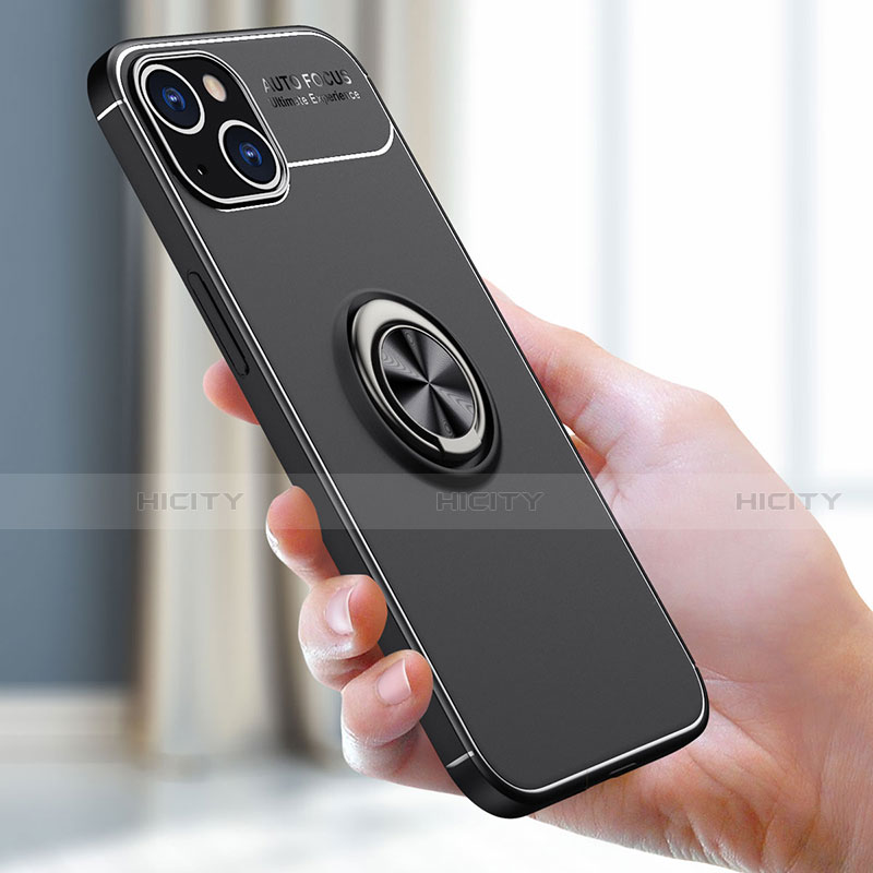 Funda Silicona Carcasa Ultrafina Goma con Magnetico Anillo de dedo Soporte A05 para Apple iPhone 13 Mini