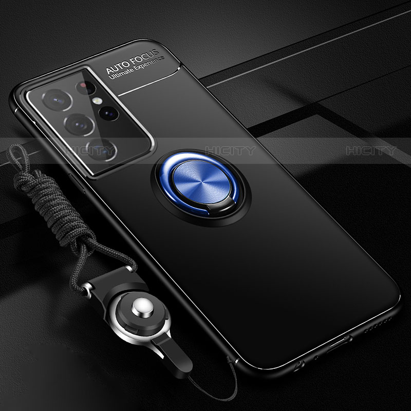 Funda Silicona Carcasa Ultrafina Goma con Magnetico Anillo de dedo Soporte A05 para Samsung Galaxy S21 Ultra 5G