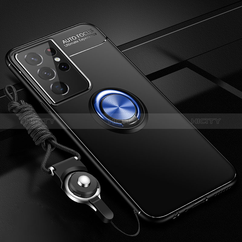 Funda Silicona Carcasa Ultrafina Goma con Magnetico Anillo de dedo Soporte A05 para Samsung Galaxy S24 Ultra 5G