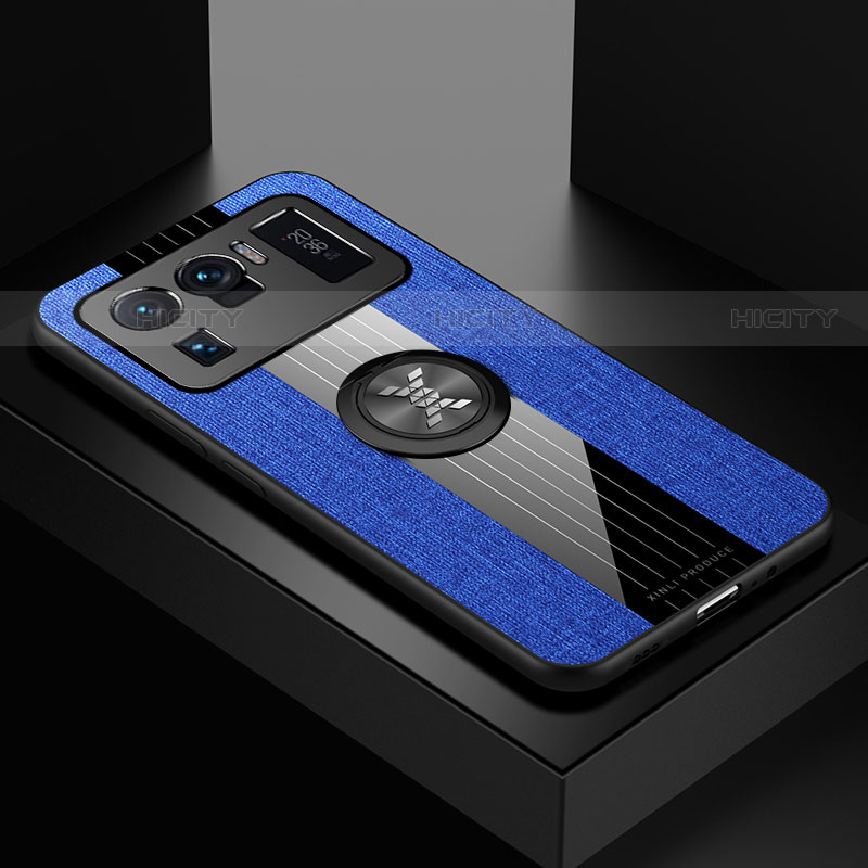 Funda Silicona Carcasa Ultrafina Goma con Magnetico Anillo de dedo Soporte A05 para Xiaomi Mi 11 Ultra 5G Azul