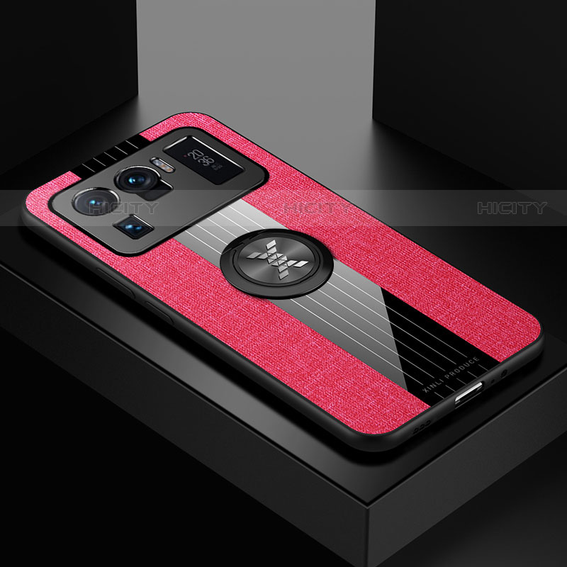 Funda Silicona Carcasa Ultrafina Goma con Magnetico Anillo de dedo Soporte A05 para Xiaomi Mi 11 Ultra 5G Rojo