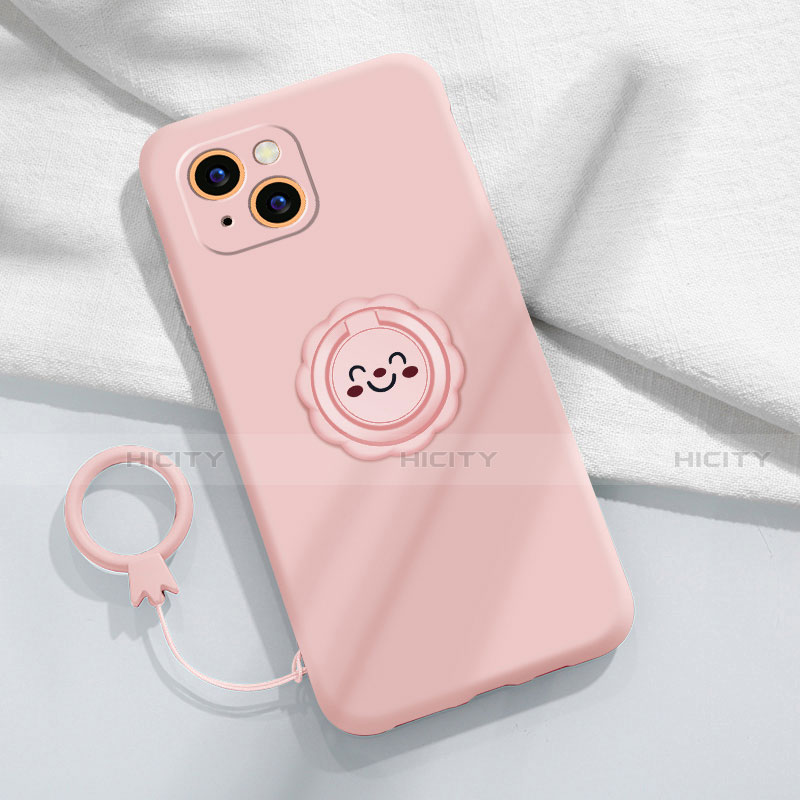 Funda Silicona Carcasa Ultrafina Goma con Magnetico Anillo de dedo Soporte A06 para Apple iPhone 14 Plus