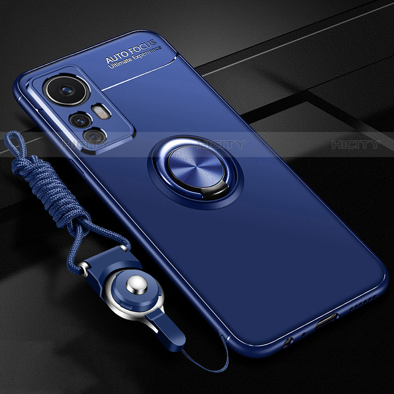 Funda Silicona Carcasa Ultrafina Goma con Magnetico Anillo de dedo Soporte A06 para Xiaomi Mi 12S 5G Azul