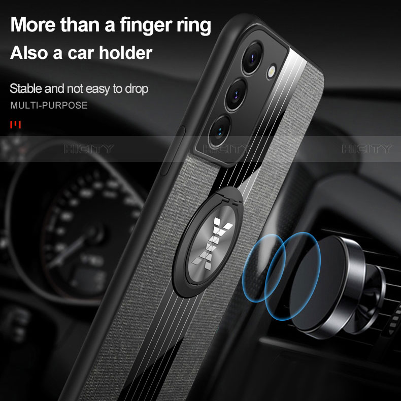 Funda Silicona Carcasa Ultrafina Goma con Magnetico Anillo de dedo Soporte A07 para Samsung Galaxy S21 5G