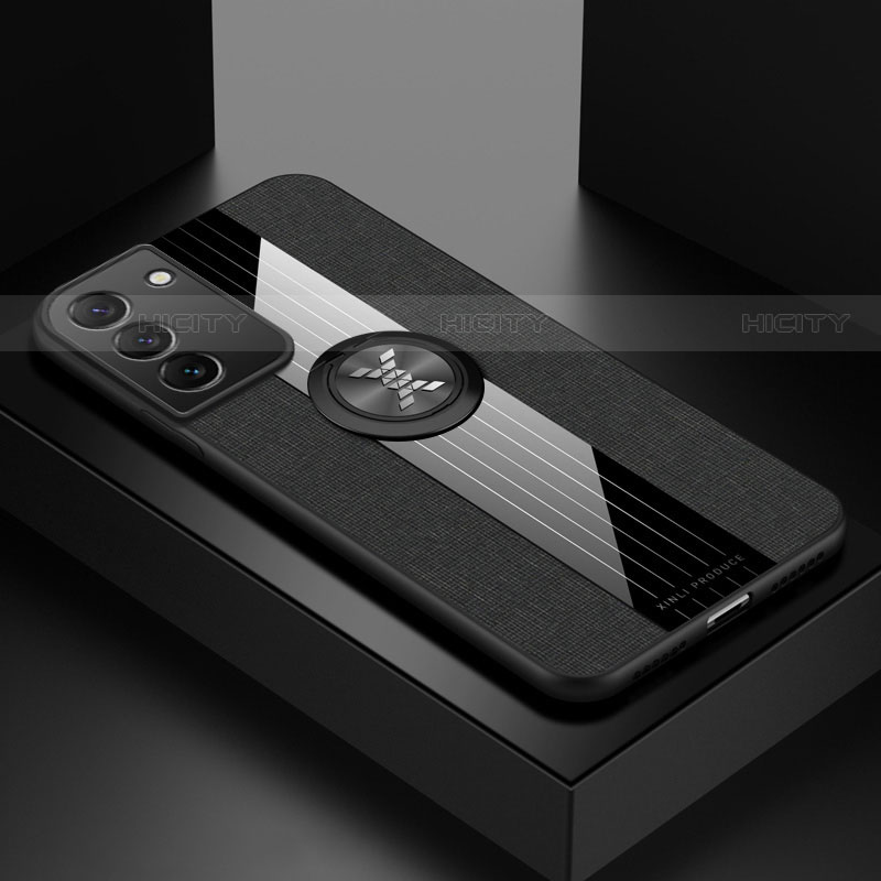 Funda Silicona Carcasa Ultrafina Goma con Magnetico Anillo de dedo Soporte A07 para Samsung Galaxy S21 5G Negro