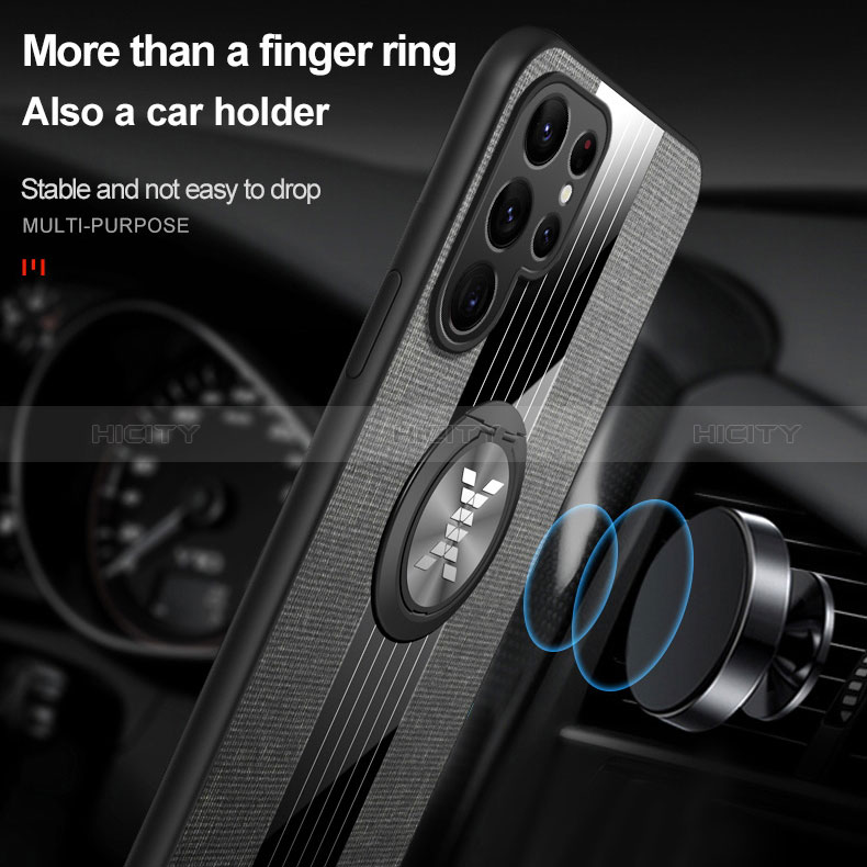 Funda Silicona Carcasa Ultrafina Goma con Magnetico Anillo de dedo Soporte A07 para Samsung Galaxy S24 Ultra 5G