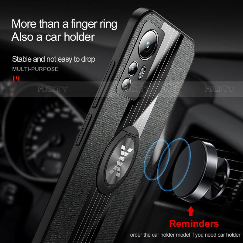 Funda Silicona Carcasa Ultrafina Goma con Magnetico Anillo de dedo Soporte A07 para Xiaomi Mi 12S 5G
