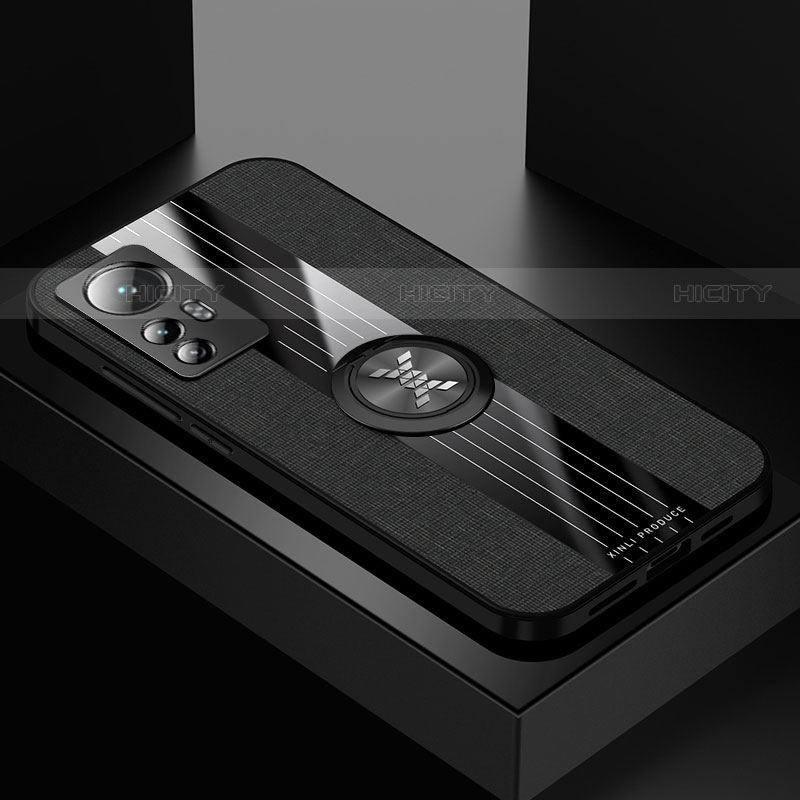 Funda Silicona Carcasa Ultrafina Goma con Magnetico Anillo de dedo Soporte A07 para Xiaomi Mi 12S 5G Negro