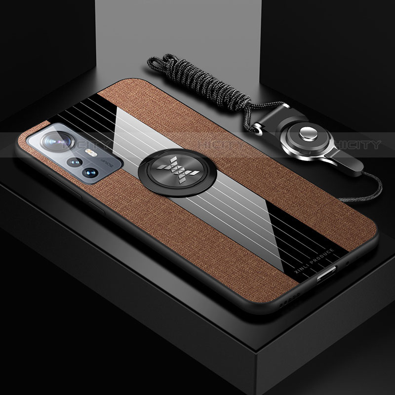 Funda Silicona Carcasa Ultrafina Goma con Magnetico Anillo de dedo Soporte A08 para Xiaomi Mi 12 Pro 5G