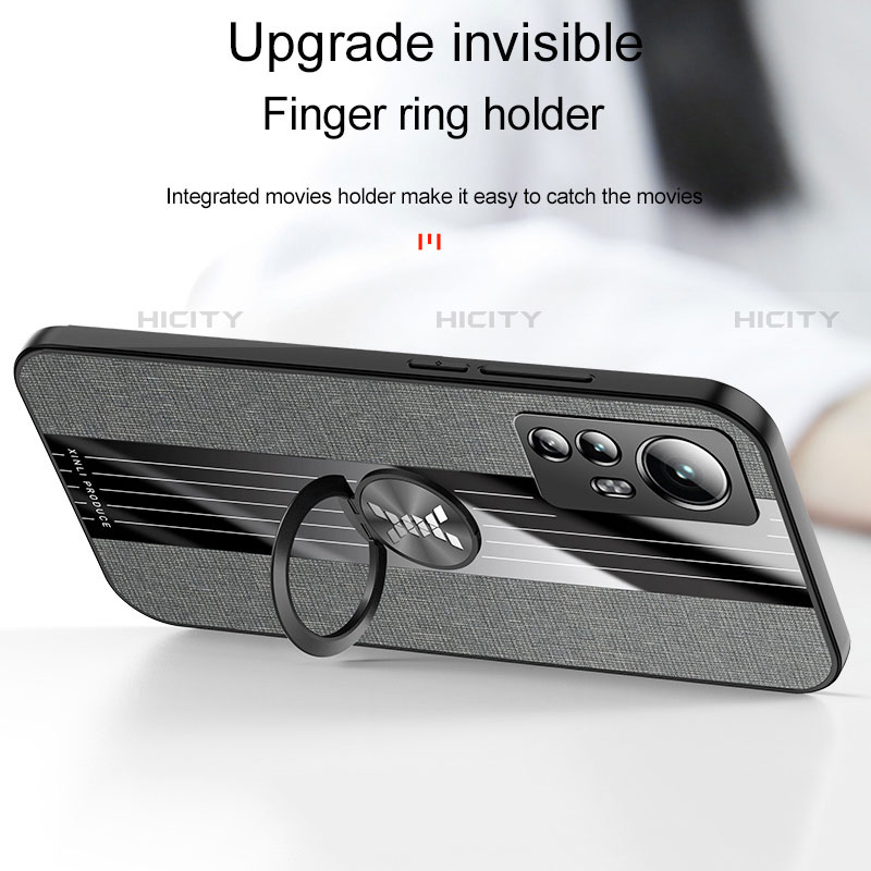 Funda Silicona Carcasa Ultrafina Goma con Magnetico Anillo de dedo Soporte A08 para Xiaomi Mi 12 Pro 5G