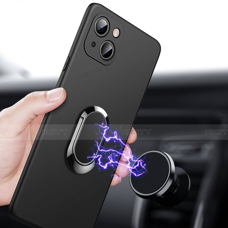 Funda Silicona Carcasa Ultrafina Goma con Magnetico Anillo de dedo Soporte A09 para Apple iPhone 13