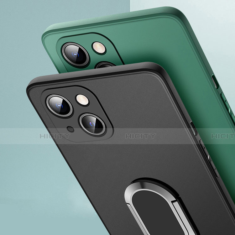 Funda Silicona Carcasa Ultrafina Goma con Magnetico Anillo de dedo Soporte A09 para Apple iPhone 13