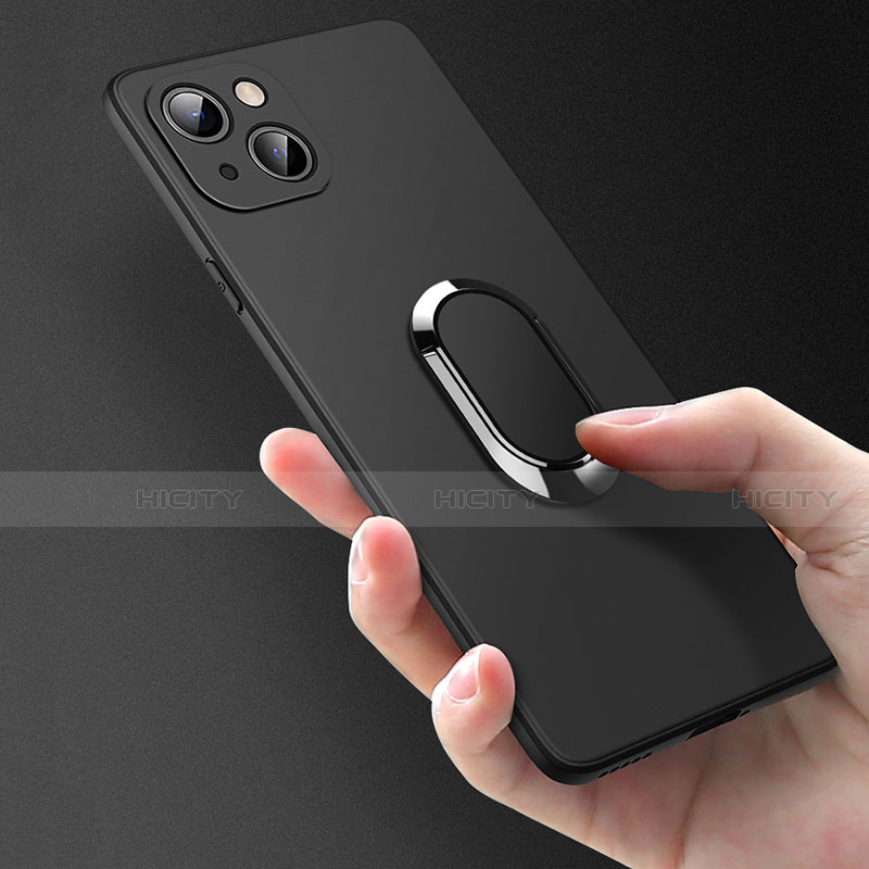Funda Silicona Carcasa Ultrafina Goma con Magnetico Anillo de dedo Soporte A09 para Apple iPhone 13
