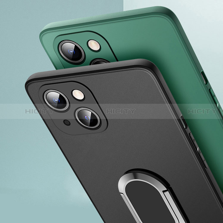 Funda Silicona Carcasa Ultrafina Goma con Magnetico Anillo de dedo Soporte A09 para Apple iPhone 15