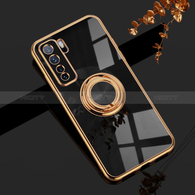 Funda Silicona Carcasa Ultrafina Goma con Magnetico Anillo de dedo Soporte AN1 para Huawei P40 Lite 5G