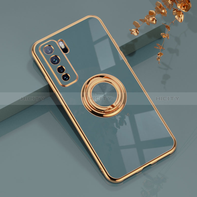 Funda Silicona Carcasa Ultrafina Goma con Magnetico Anillo de dedo Soporte AN1 para Huawei P40 Lite 5G