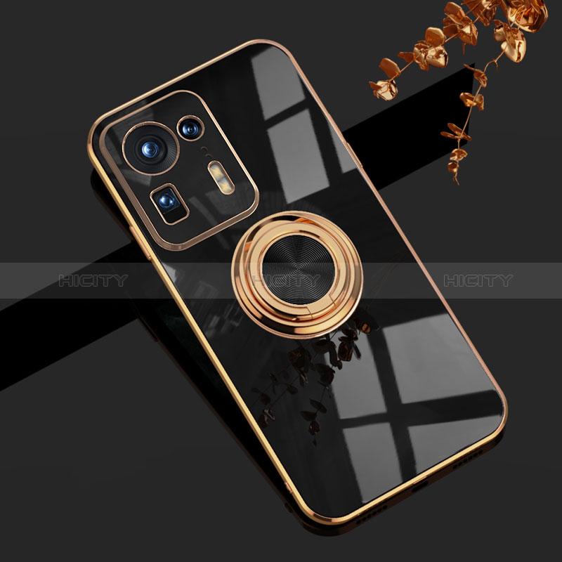 Funda Silicona Carcasa Ultrafina Goma con Magnetico Anillo de dedo Soporte AN1 para Xiaomi Mi Mix 4 5G Negro