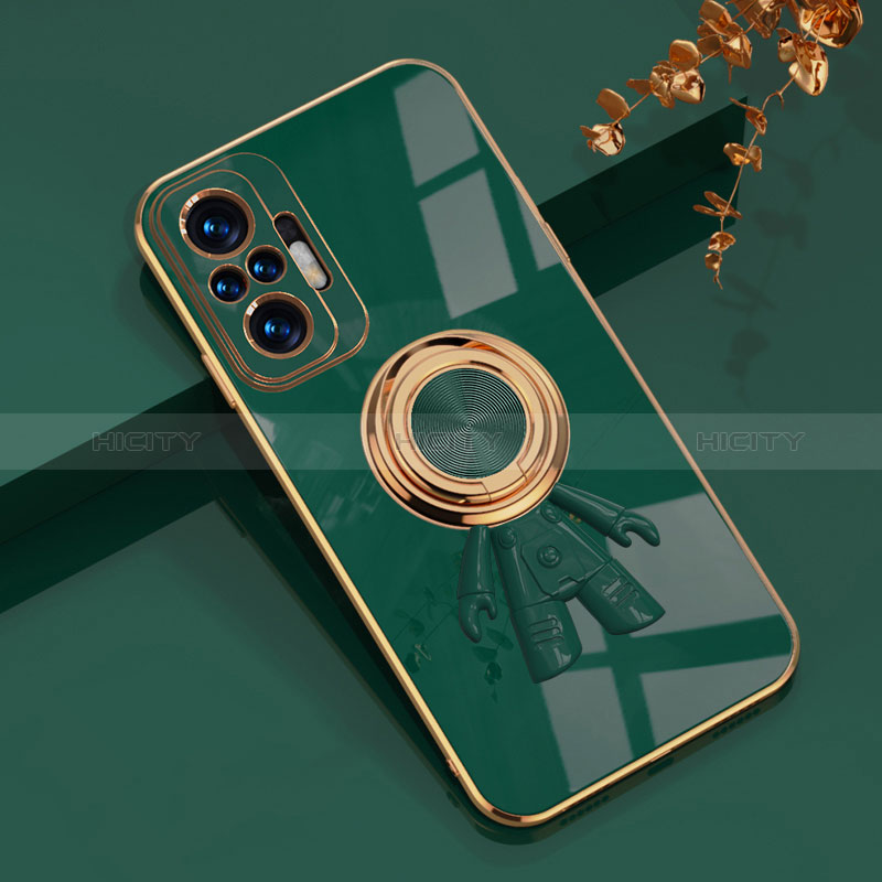 Funda Silicona Carcasa Ultrafina Goma con Magnetico Anillo de dedo Soporte AN2 para Xiaomi Redmi Note 10 Pro Max