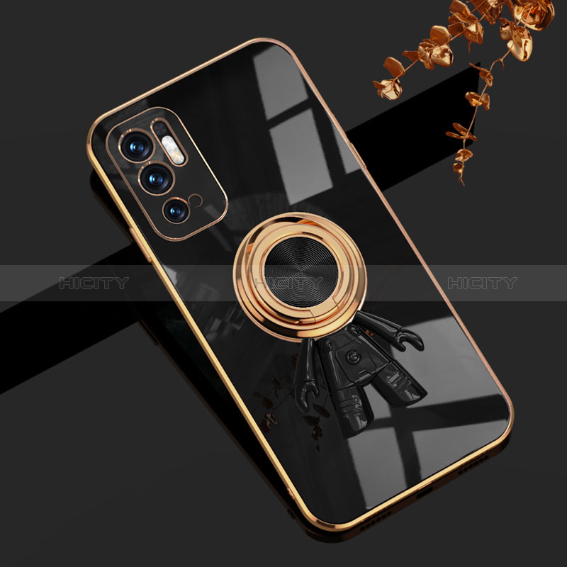 Funda Silicona Carcasa Ultrafina Goma con Magnetico Anillo de dedo Soporte AN2 para Xiaomi Redmi Note 11 SE 5G Negro