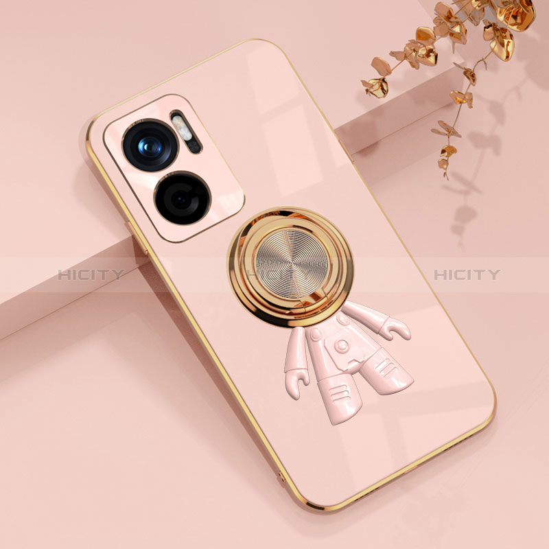 Funda Silicona Carcasa Ultrafina Goma con Magnetico Anillo de dedo Soporte AN2 para Xiaomi Redmi Note 11E 5G Rosa