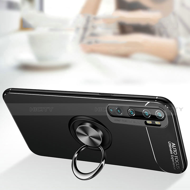 Funda Silicona Carcasa Ultrafina Goma con Magnetico Anillo de dedo Soporte D02 para Xiaomi Mi Note 10 Pro