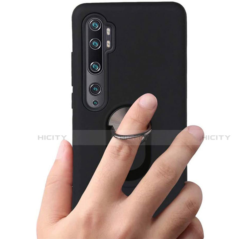 Funda Silicona Carcasa Ultrafina Goma con Magnetico Anillo de dedo Soporte D04 para Xiaomi Mi Note 10