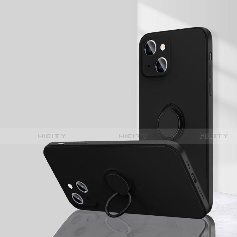Funda Silicona Carcasa Ultrafina Goma con Magnetico Anillo de dedo Soporte G01 para Apple iPhone 13