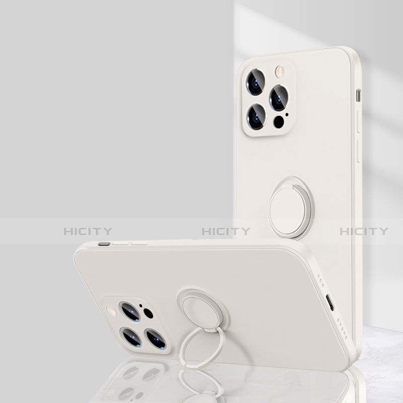 Funda Silicona Carcasa Ultrafina Goma con Magnetico Anillo de dedo Soporte G01 para Apple iPhone 13 Pro