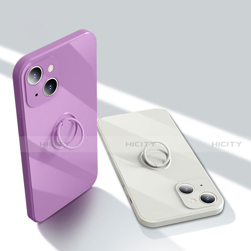 Funda Silicona Carcasa Ultrafina Goma con Magnetico Anillo de dedo Soporte G01 para Apple iPhone 14 Plus
