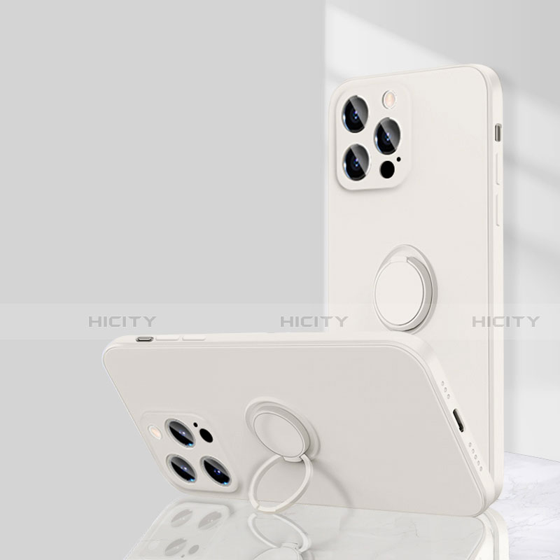 Funda Silicona Carcasa Ultrafina Goma con Magnetico Anillo de dedo Soporte G01 para Apple iPhone 14 Pro Max