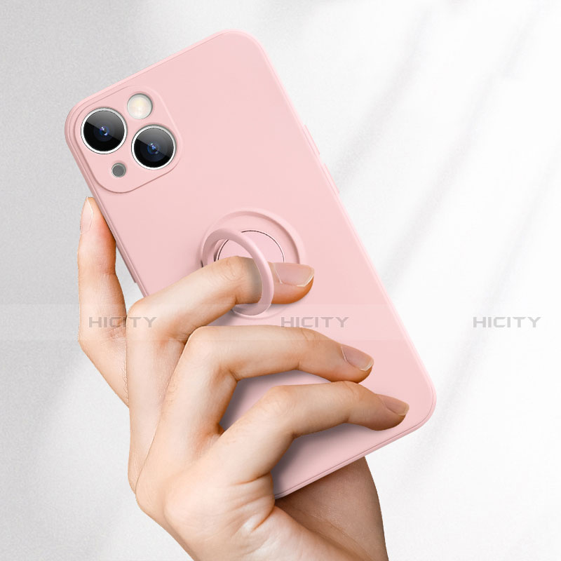 Funda Silicona Carcasa Ultrafina Goma con Magnetico Anillo de dedo Soporte G02 para Apple iPhone 13