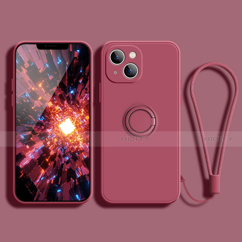 Funda Silicona Carcasa Ultrafina Goma con Magnetico Anillo de dedo Soporte G02 para Apple iPhone 13