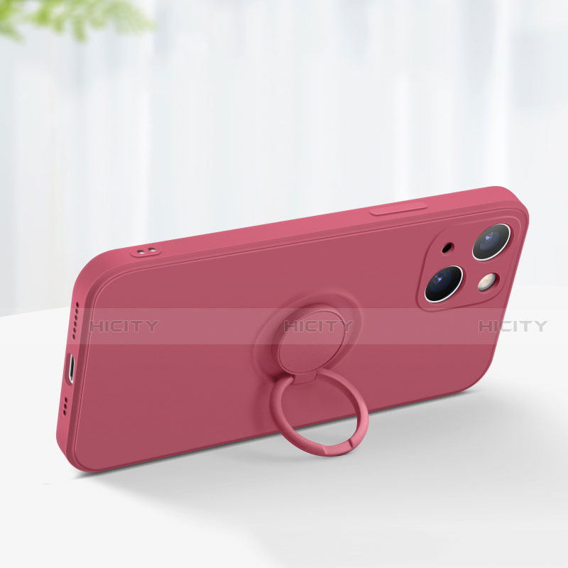 Funda Silicona Carcasa Ultrafina Goma con Magnetico Anillo de dedo Soporte G02 para Apple iPhone 13 Mini